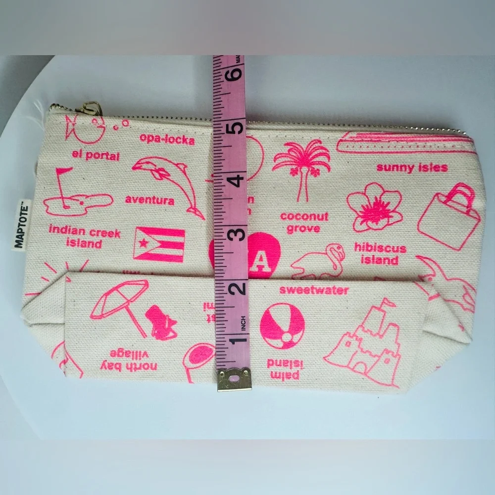 MAPTOTE Miami Natural Canvas and Hot Pink Small Zippered Accessories Bag Case